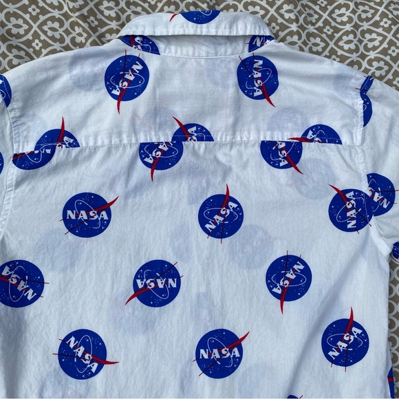 Chemistry NASA Shirt Mens All Over Print White Short Sleeve Button Up Size Small - Picture 4 of 6